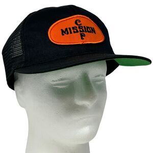 Vintage Mission CP CSP Patch Trucker Hat Baseball Cap 80s Black Mesh Snapback